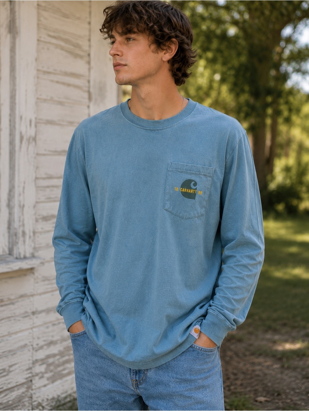 Carhartt Relaxed Fit S Blue Long Sleeve Shirt Workwear Utility Gorpcore Casual